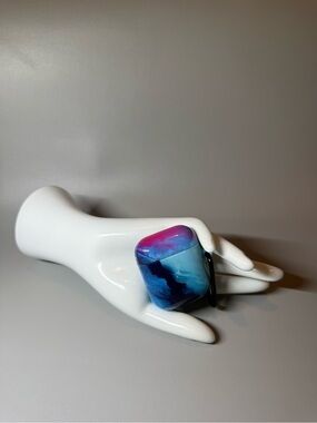 Resin AirPod Case Cover in Blue and Pink Swirl